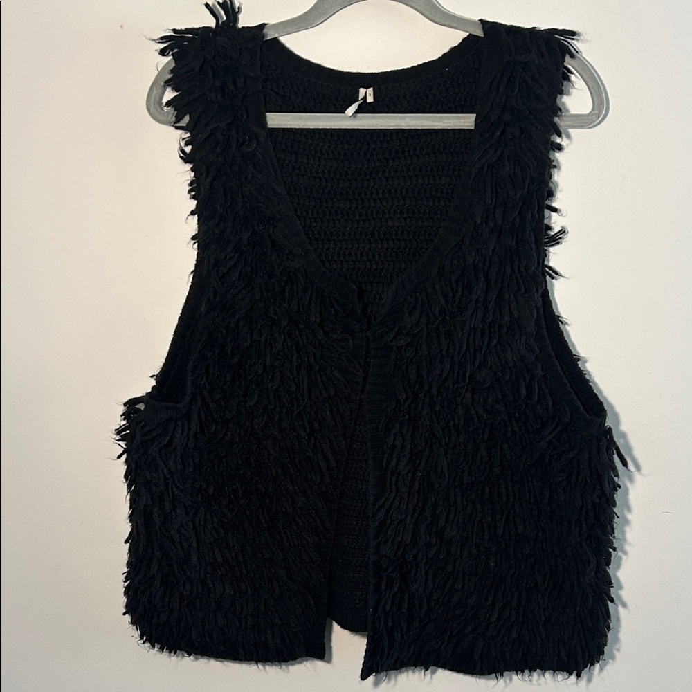 IRO, Woman’s Size 3 Shaggy Textured Black Vest